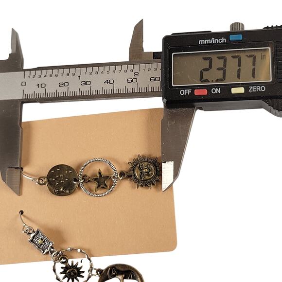 Sun Moon Star Dangle Earrings Celestial Bronze Silver Tone Drop Boho Jewelry - Picture 3 of 10